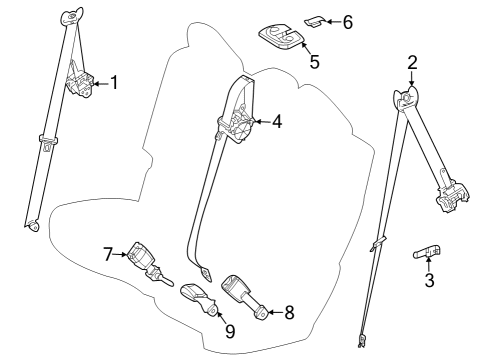 2024 Toyota Grand Highlander Second Row Seat Belts Diagram