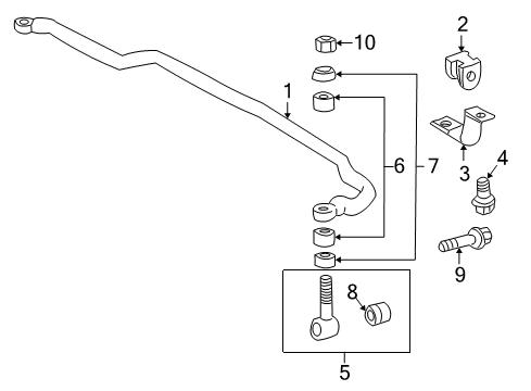 2001 Toyota Land Cruiser Stabilizer Bar & Components - Front Diagram