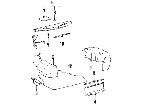 1994 Toyota Camry Cover, Luggage Compartment Trim, Rear Diagram for 64716-33010-C0