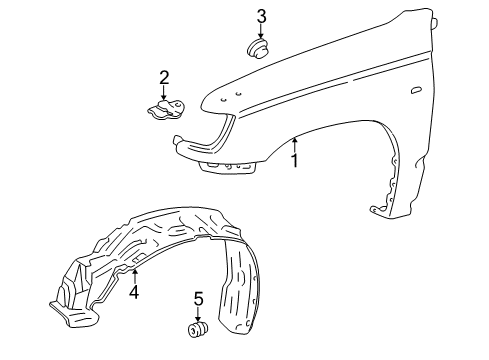 2000 Toyota 4Runner Fender Sub-Assy, Front RH Diagram for 53801-35550