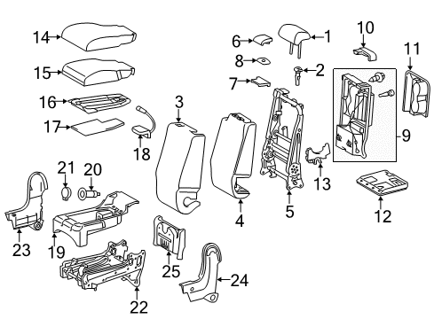 2015 Toyota Tundra Front Seat Cushion Cover, Center Diagram for 71071-0C610-B0