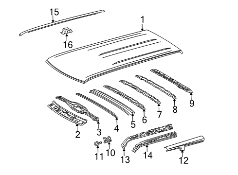 2010 Scion xB Panel, Windshield Header, Inner Diagram for 63132-12370