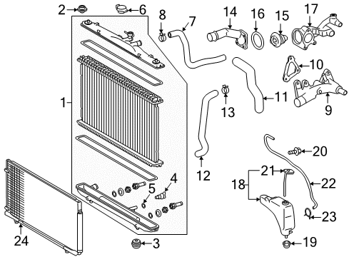 2016 Toyota Sienna Radiator & Components Diagram