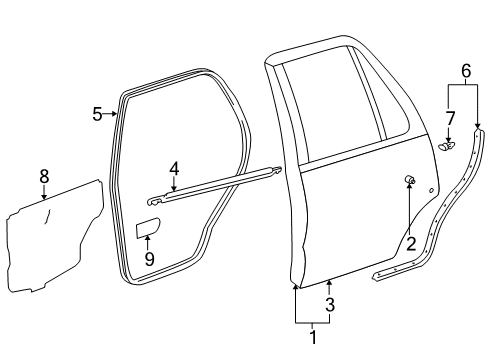 1999 Toyota 4Runner Rear Door, Body Diagram