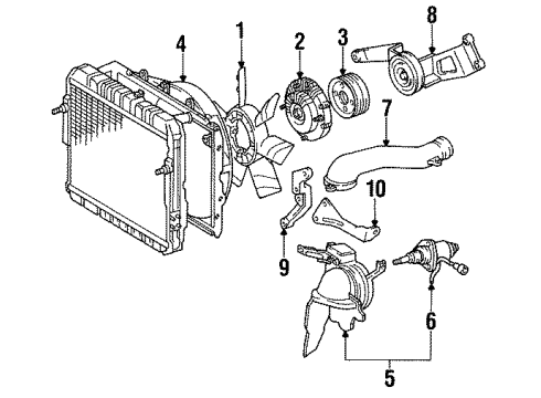 1991 Toyota Land Cruiser Cooling System, Radiator, Water Pump, Cooling Fan Diagram