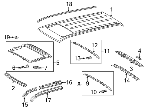 2010 Toyota Sequoia Support, Roof Panel, LH Diagram for 63119-0C030