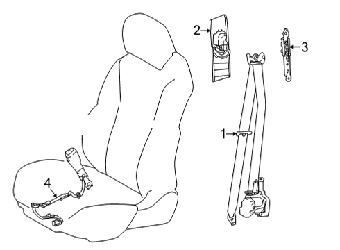 2023 Toyota Mirai Front Seat Belts Diagram