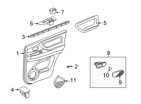 1998 Toyota Land Cruiser Board Sub-Assy, Rear Door Trim, LH Diagram for 67640-60530-B0