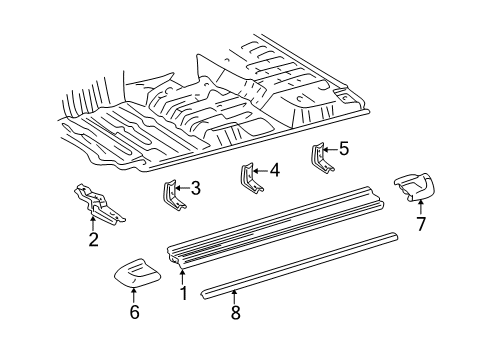 1999 Toyota Land Cruiser Stay Sub-Assembly, Side Step LH Diagram for 51082-60020