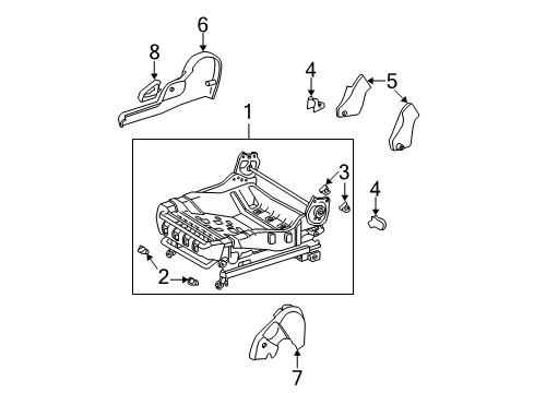 2004 Toyota Corolla Inner Cover, Passenger Side Diagram for 71861-AA030-E1