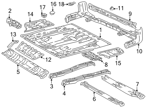 1999 Toyota 4Runner Retainer, Rear Seat Back To Center Floor Diagram for 58275-35010