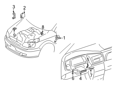 2000 Toyota Sienna Bracket, Igniter Assy Diagram for 89629-45010