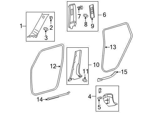 2010 Scion xB Interior Trim - Pillars, Rocker & Floor Diagram