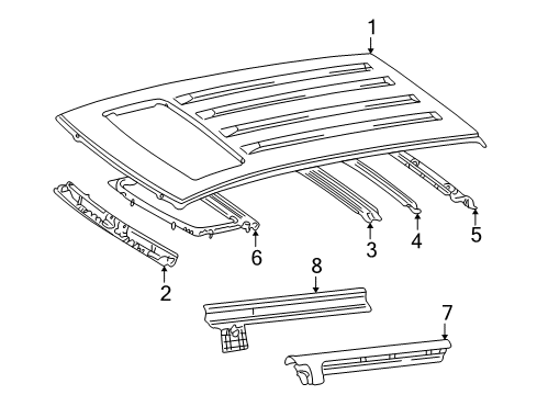 2001 Toyota Highlander Reinforcement, Roof Panel Diagram for 63142-48010