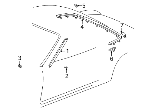 2000 Toyota MR2 Spyder Cover, Quarter Belt Moulding End, Front RH Diagram for 75676-17021