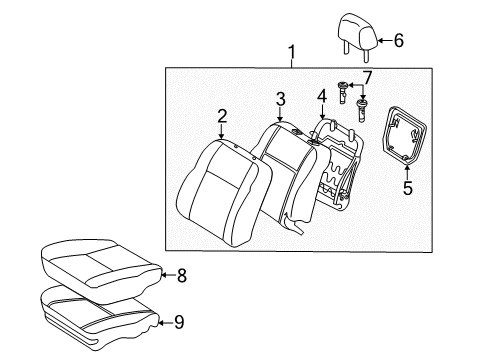 2004 Toyota Matrix Front Seat Components Diagram 2 - Thumbnail