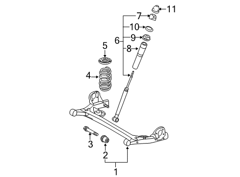 2007 Toyota Sienna Damper, Rear Axle Beam Diagram for 42118-08010