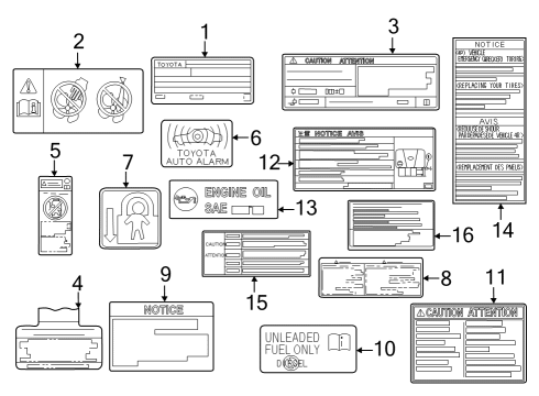 2020 Toyota Camry Information Labels Diagram