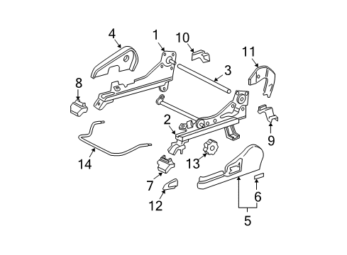 2003 Toyota Avalon Cover, Seat Track Bracket, Inner LH Diagram for 72158-AC011-B0