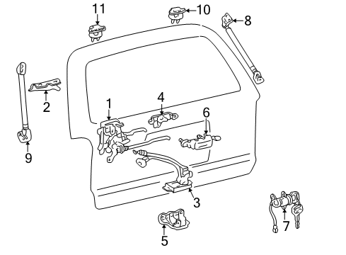 1998 Toyota 4Runner Hinge Assy, Back Door, Upper Diagram for 68820-35010