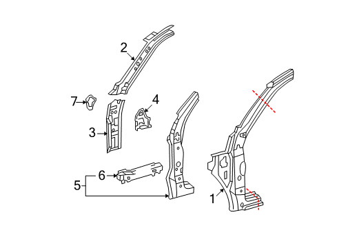 2006 Toyota Tundra Pillar, Front Body, Upper Inner LH Diagram for 61162-0C030