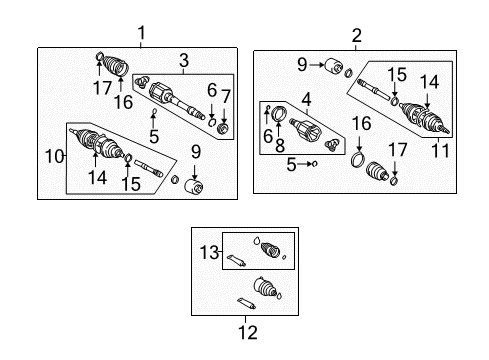 2003 Toyota Highlander Drive Axles - Front Diagram 3 - Thumbnail