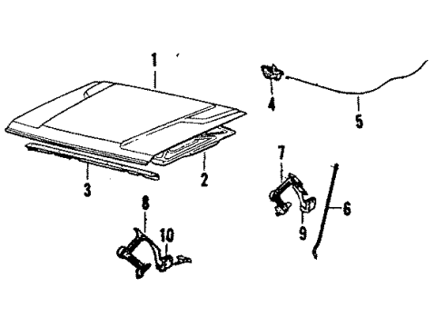 1990 Toyota Land Cruiser Hood & Components Diagram