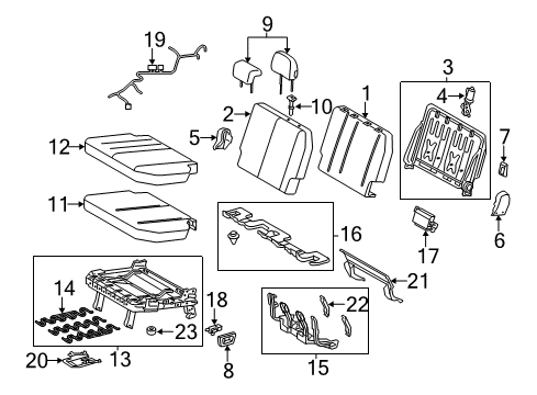 2014 Toyota Sienna Cover, NO.2 Seat Hinge Diagram for 79273-08020-E0