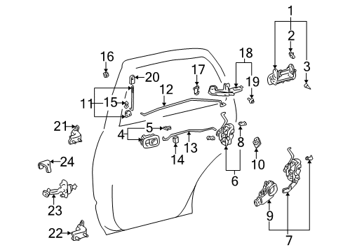 1998 Toyota 4Runner Rear Door Lock Assembly, Right Diagram for 69330-35150