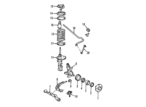 1997 Toyota Previa Insulator, Front Coil Spring, Lower Diagram for 48158-28010