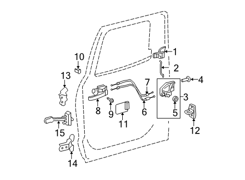 2007 Toyota Tundra Rear Door Outside Handle Assembly Left Diagram for 69240-0C010-D1