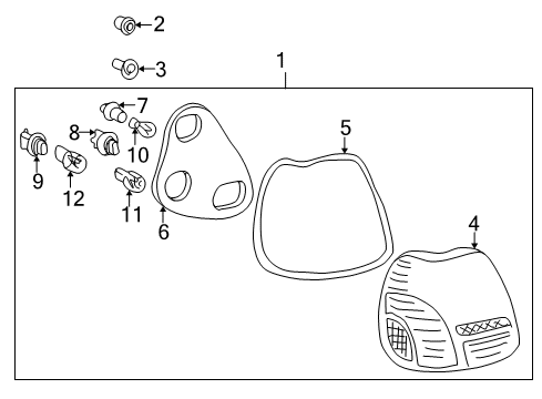 2001 Toyota Echo Gasket, Rear Combination Lamp Body, RH Diagram for 81554-52070