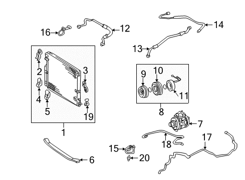 2001 Toyota Land Cruiser A/C Condenser, Compressor & Lines Diagram 2 - Thumbnail