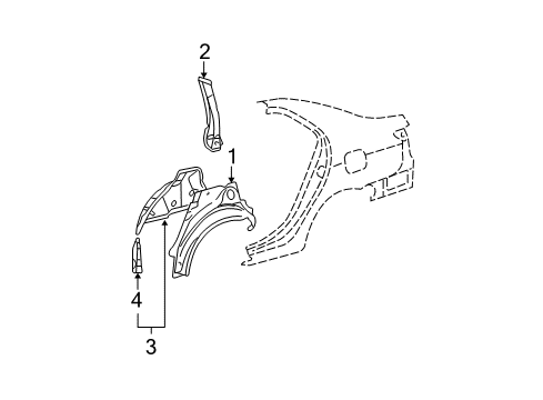 2010 Toyota Yaris Panel, Quarter Wheel House, Inner LH Diagram for 61606-52070