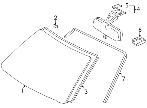 1996 Toyota RAV4 Windshield Glass, Reveal Moldings Diagram