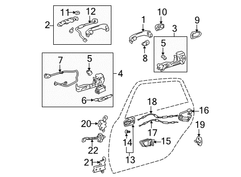 2012 Toyota Avalon Cover, Rear Door Outside Diagram for 69227-0E020-B5