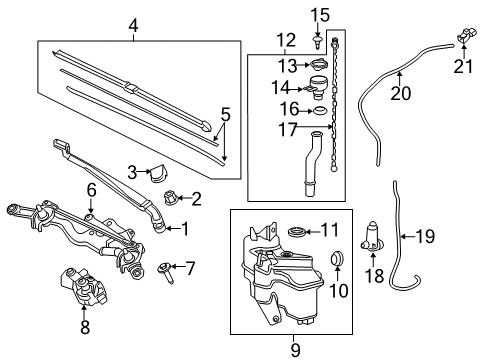 2018 Toyota Prius Windshield - Wiper & Washer Components Diagram