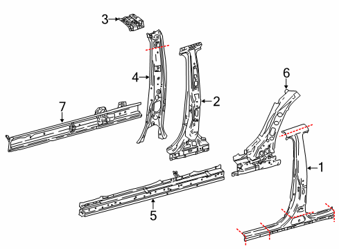 2018 Toyota Camry Center Pillar & Rocker Diagram 2 - Thumbnail