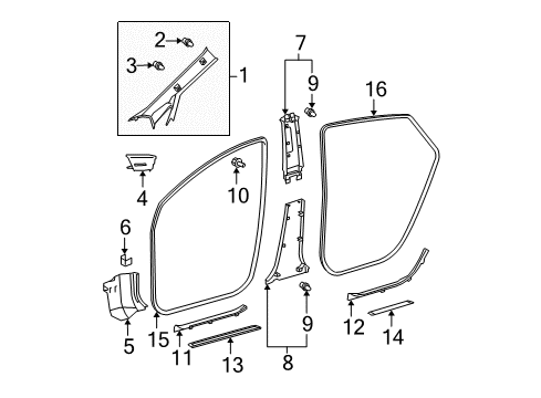 2005 Toyota Prius Garnish, Center Pillar, RH Diagram for 62410-47030-A0