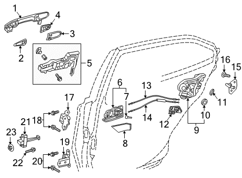 2021 Toyota Camry Rear Door Lock Assembly W/Motor, Right Diagram for 69050-02340