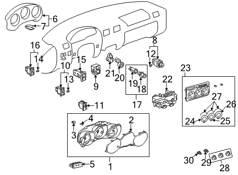 2005 Toyota MR2 Spyder Cluster & Switches Diagram