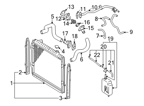 1996 Toyota Tacoma Radiator & Components Diagram 1 - Thumbnail