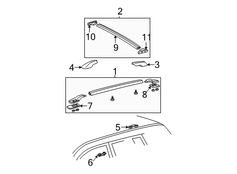 2004 Toyota RAV4 Cover, Roof Rack Leg, Rear RH Diagram for 63493-42012