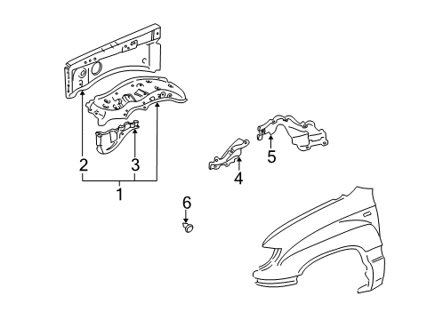 2000 Toyota Land Cruiser Upper Rail, Driver Side Diagram for 53706-60030