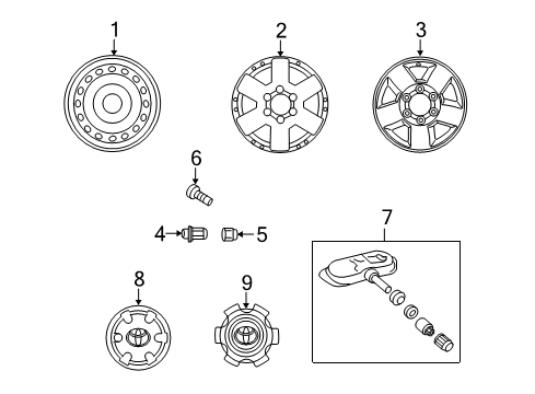 2010 Toyota FJ Cruiser Wheels, Covers & Trim Diagram