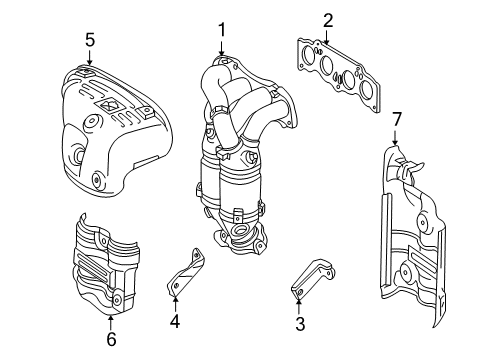 2001 Toyota Highlander Left Exhaust Manifold Sub-Assembly Diagram for 17105-20010