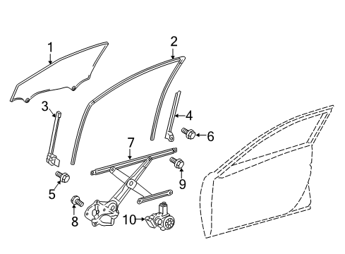 2014 Toyota Camry Front Door - Glass & Hardware Diagram