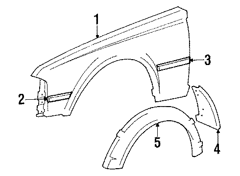 1985 Toyota Celica Fender Sub-Assy, Front RH Diagram for 53801-14620