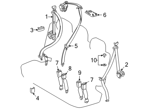 2009 Toyota Land Cruiser Cover, Seat Belt Anchor Diagram for 73139-60010-B0