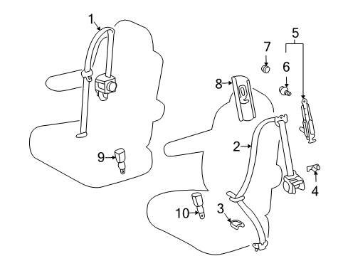 2006 Toyota Sienna Rear Seat Belts Diagram 1 - Thumbnail